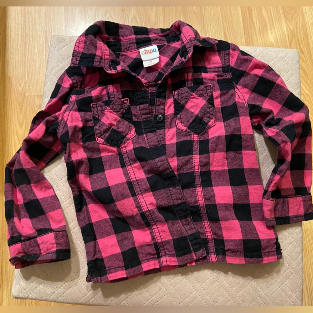 Circo pink & black button up long sleeved top - size 3T